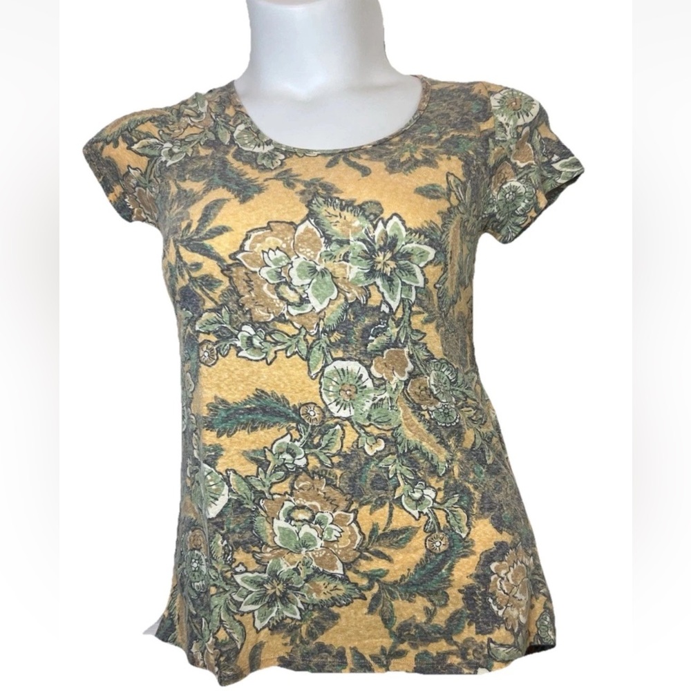 LuLaRoe Classic T XXS Yellow Floral‎ Print Shirt NWT Soft Stretch Tee Women’s